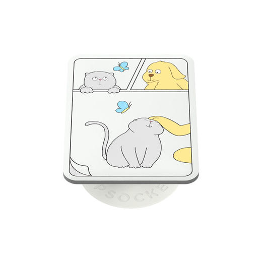 限时折上折【人生的回弹力】猫狗日常 POPGRIP泡泡骚手机粘贴式气囊支架 Popout异形系列 白色 小猫 小狗 卡通 商品图0