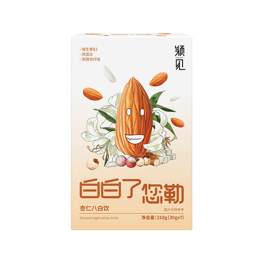 颖见杏仁八白饮精选8种白食材银耳莲子百合便携装营养早餐代餐粉210g*3盒 商品图6