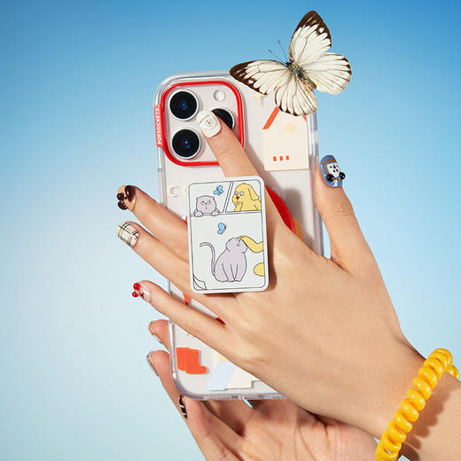 限时折上折【人生的回弹力】猫狗日常 POPGRIP泡泡骚手机粘贴式气囊支架 Popout异形系列 白色 小猫 小狗 卡通 商品图1