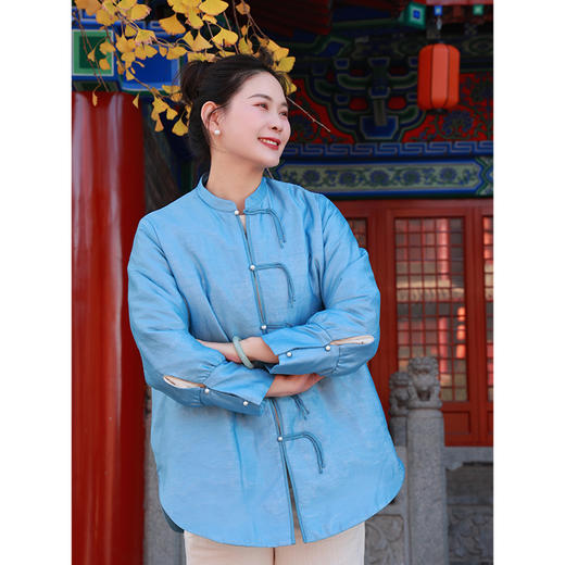 【抖音专属】中式棉服(22802059吐绶蓝-设计师) 商品图2