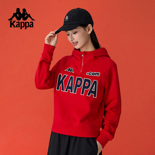 Kappa卡帕背靠背2025蛇年新年款半拉链运动卫衣女针织套头衫上衣K0F22MT38 商品图2