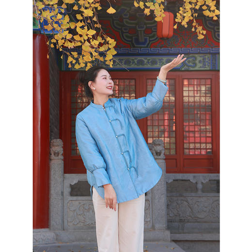【抖音专属】中式棉服(22802059吐绶蓝-设计师) 商品图3