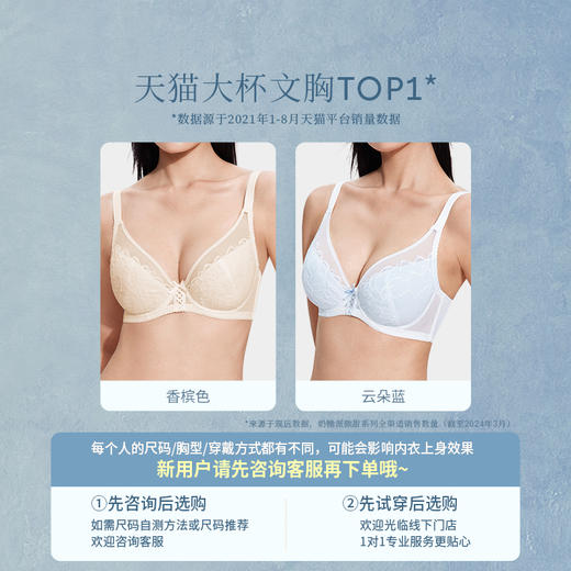 【买三免一】奶糖派缪斯超薄全罩杯文胸大胸显小蕾丝钢圈承托内衣女薄款胸罩 商品图5