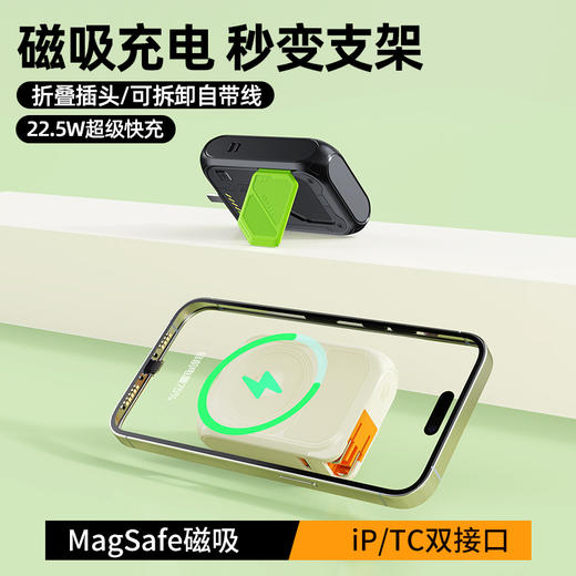 22.5W超级快充【MagSafe磁吸充电宝】五合一折叠插头可拆卸自带线IP TC双接口 商品图1