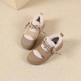 西村名物2025年春季新款绒毛保暖超轻厚底防滑魔术贴板鞋T24DM48411