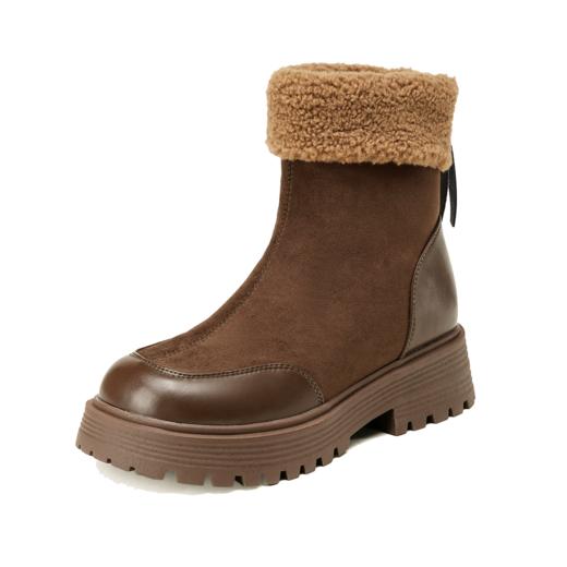 西村名物2025年春季新款绒毛保暖超轻厚底防滑切尔西靴T24DS48461 商品图1