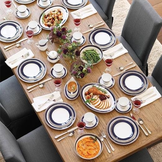 【样品特惠5折，仅1套无原包装，无货退款】Noritake则武 欧式家用蓝金餐具餐盘私人会所高端酒店专用摆台件则武32头中餐具套装（金色） 商品图5