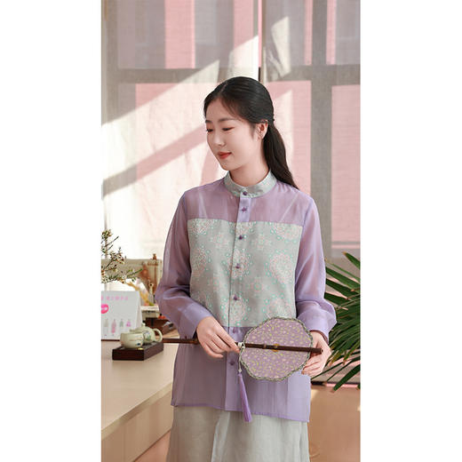 芙蓉赋•拼接衬衫（23710226-紫菂-设计师） 商品图2