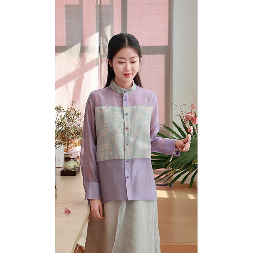 芙蓉赋•拼接衬衫（23710226-紫菂-设计师） 商品图1