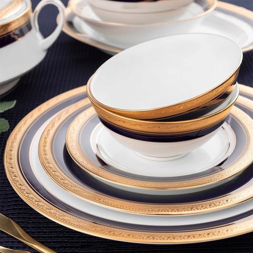 【样品特惠5折，仅1套无原包装，无货退款】Noritake则武 欧式家用蓝金餐具餐盘私人会所高端酒店专用摆台件则武32头中餐具套装（金色） 商品图1