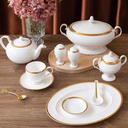Noritake则武 ROCHELLE欧式宫廷风骨瓷餐具餐盘套装组合家用碗盘则武32头中餐具套装（铂金色） 商品图2
