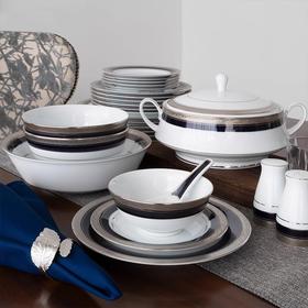 【样品特惠5折，仅1套无原包装，无货退款】Noritake则武 欧式家用蓝金餐具餐盘私人会所高端酒店专用摆台件则武32头中餐具套装（金色）