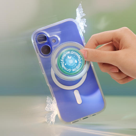 【心中潮汐】我自由生长 POPGRIP泡泡骚手机粘贴式气囊支架 PlantCore植物基系列 绿色 字母 商品图1