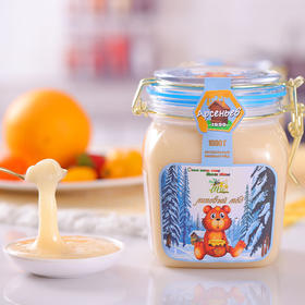 俄罗斯冬熊蓝盖卡扣椴树蜜1000g/033726 形如凝脂蜜液稠厚