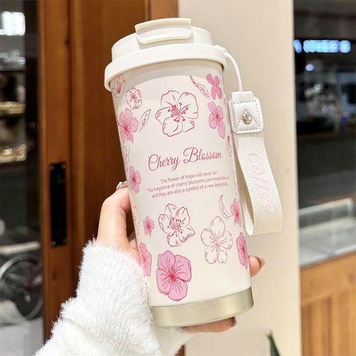 【铃兰咖啡杯，高颜值316保温杯】铃兰咖啡杯 高颜值保温杯 316不锈钢保温保冷 便携车载大容量双饮礼品杯子-QA 商品图12