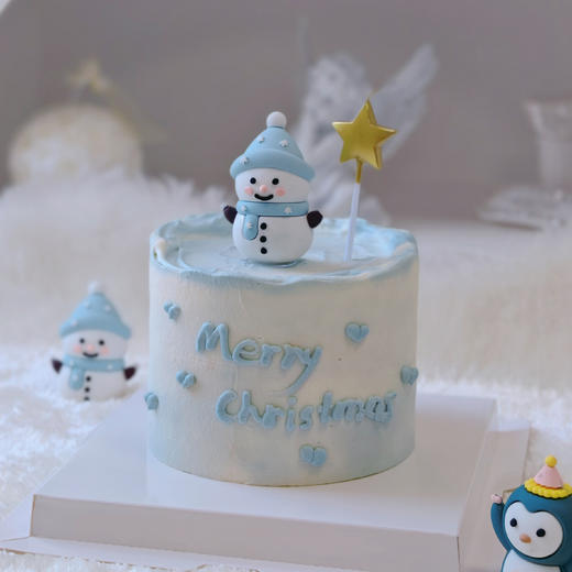 小雪人星星蛋糕（奶油戚风蛋糕） 商品图0