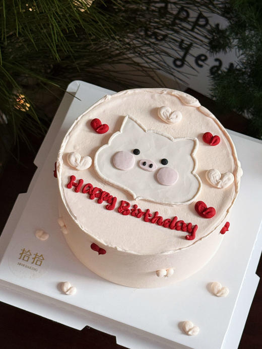 「小粉猪」手绘蛋糕·100%动物奶油（附图6寸·提前24小时预订） 商品图2