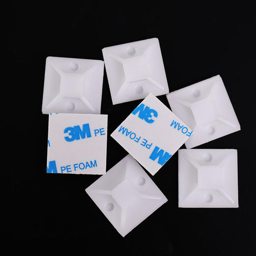 (扎带需额外购买)自粘式扎带固定座吸盘定位片20*20mm 塑料卡扣底/个座 扎带压线扣 商品图1