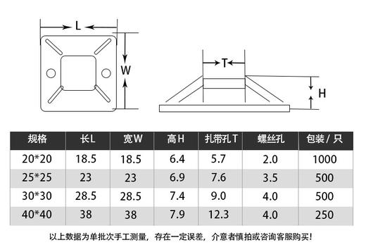 (扎带需额外购买)自粘式扎带固定座吸盘定位片20*20mm 塑料卡扣底/个座 扎带压线扣 商品图9