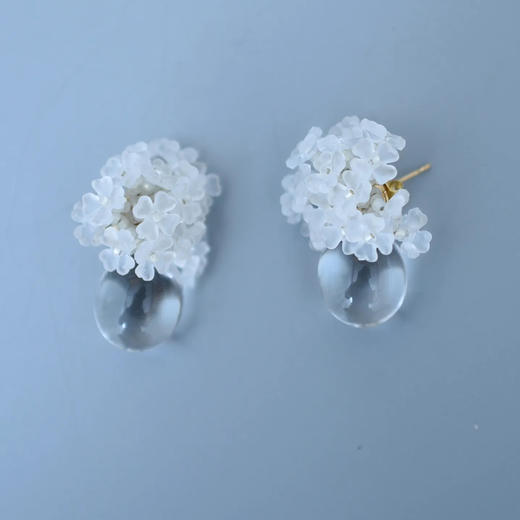 订购6周到｜Monshiro-ajisai 绣球 水晶 耳环［日本设计师］ 商品图2
