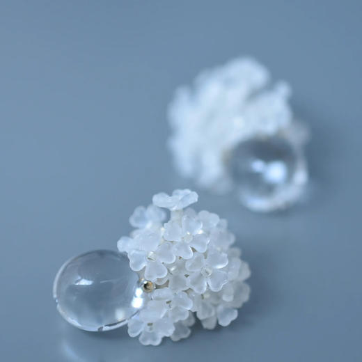 订购6周到｜Monshiro-ajisai 绣球 水晶 耳环［日本设计师］ 商品图3