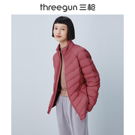 Threegun三枪 【鹅绒】立领长袖女士开衫上衣羽绒服-81940A011 商品图6