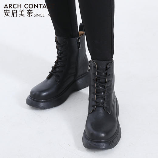 【活动价】ARCHCONTACT安启美奈圆头绑带厚底加绒女靴52190 商品图3