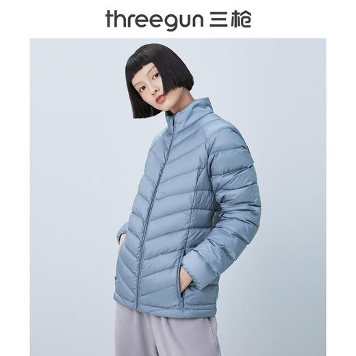 Threegun三枪 【鹅绒】立领长袖女士开衫上衣羽绒服-81940A011 商品图2