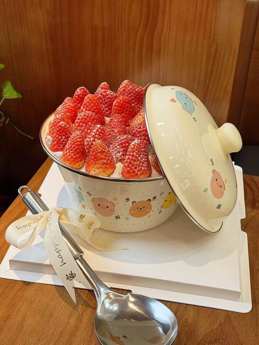 搪瓷草莓蛋糕（请注意，陶瓷盆花纹随机） 商品图1