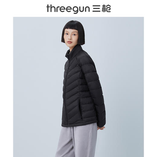 Threegun三枪 【鹅绒】立领长袖女士开衫上衣羽绒服-81940A011 商品图3