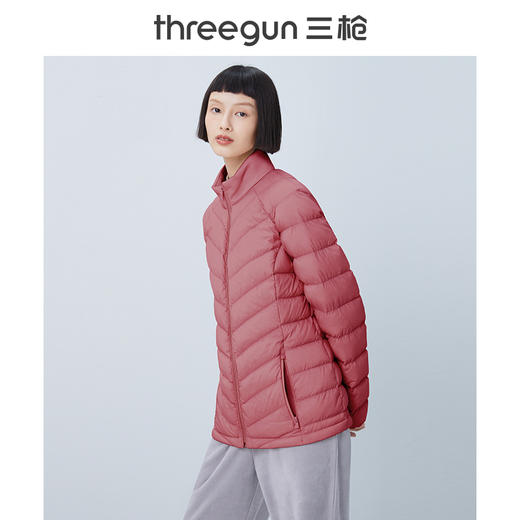 Threegun三枪 【鹅绒】立领长袖女士开衫上衣羽绒服-81940A011 商品图7