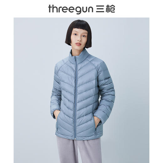 Threegun三枪 【鹅绒】立领长袖女士开衫上衣羽绒服-81940A011 商品图1