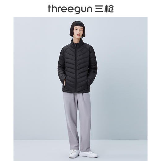Threegun三枪 【鹅绒】立领长袖女士开衫上衣羽绒服-81940A011 商品图4