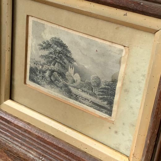 欧洲中古实木蚀刻版画 带签名 商品图4