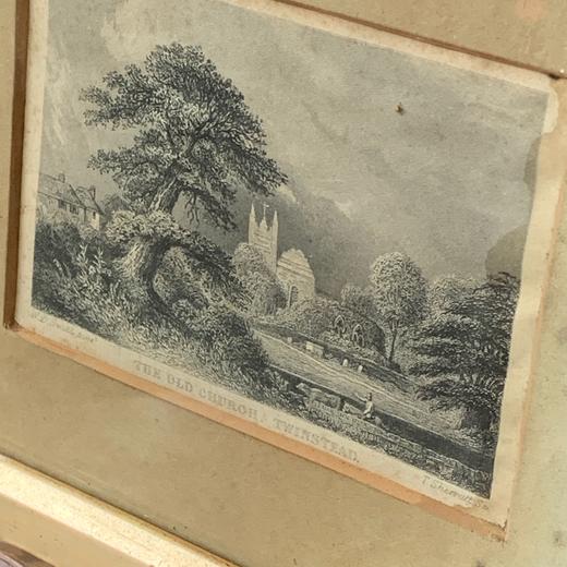 欧洲中古实木蚀刻版画 带签名 商品图2