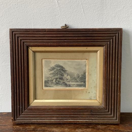 欧洲中古实木蚀刻版画 带签名 商品图0