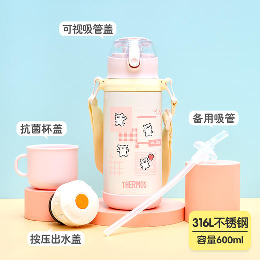 膳魔师不锈钢保温杯保冷吸管杯线条小狗系列TCK-GG  500ml【不支持补差，非质量问题不退不换】S 商品图2