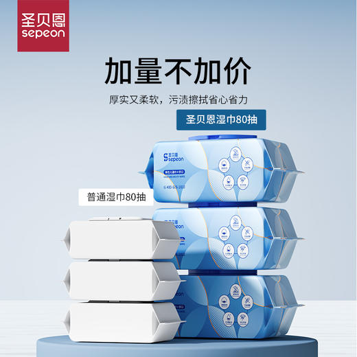 圣贝恩婴儿湿巾新生手口屁专用宝宝儿童湿纸巾大包80抽*5包 商品图6