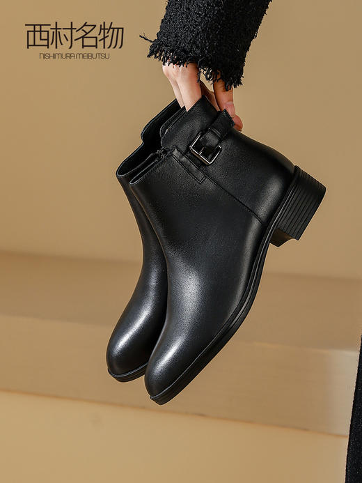 西村名物2023年冬季新款加绒保暖超轻厚底防滑切尔西靴T23DS44121 商品图3