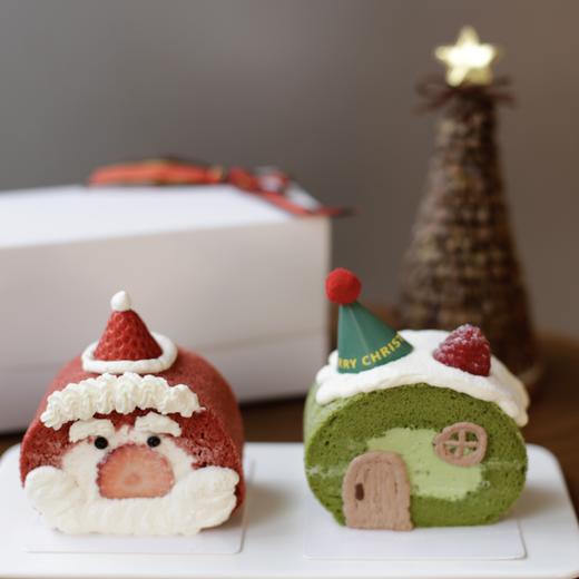 圣诞老人与雪屋｜蛋糕卷双拼（红丝绒草莓卷+抹茶开心果卷） 商品图0