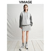 VIMAGE纬漫纪宽松休闲显瘦落肩拼接连帽灰色百搭卫衣春季新款V2313901 商品缩略图1