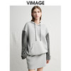 VIMAGE纬漫纪宽松休闲显瘦落肩拼接连帽灰色百搭卫衣春季新款V2313901 商品缩略图3