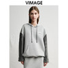 VIMAGE纬漫纪宽松休闲显瘦落肩拼接连帽灰色百搭卫衣春季新款V2313901 商品缩略图5