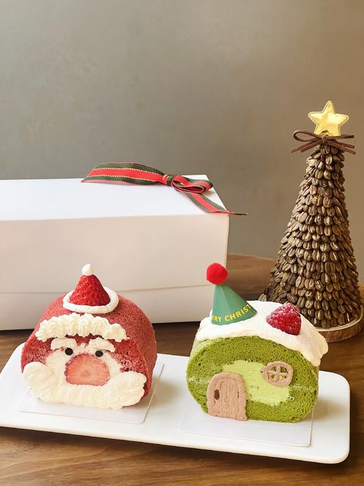 圣诞老人与雪屋｜蛋糕卷双拼（红丝绒草莓卷+抹茶开心果卷） 商品图1