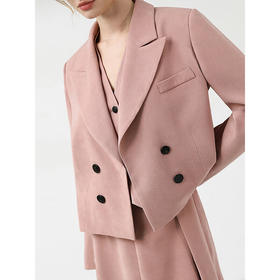 COCOBELLA[浪漫粉]阔肩短款西装外套25春品质通勤西服SI3010B