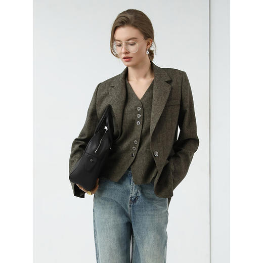 COCOBELLA奢感老钱风精纺花纱西装女25春品质休闲西服SI7029 商品图1