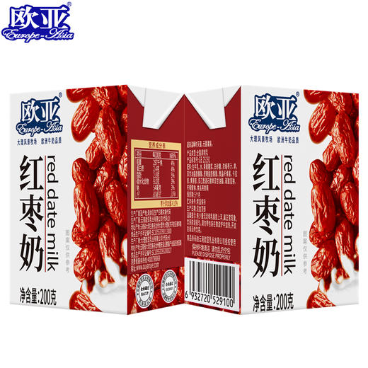 【日期新鲜】欧亚牛奶红枣奶200g*21盒/箱 商品图3