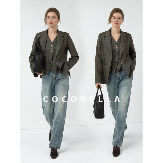 COCOBELLA奢感老钱风精纺花纱西装女25春品质休闲西服SI7029 商品图2