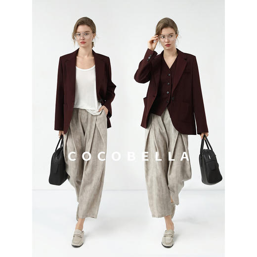 COCOBELLA安可拉红精纺花纱一粒扣西装女早春西服外套SI7033 商品图1