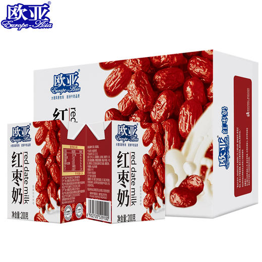 【日期新鲜】欧亚牛奶红枣奶200g*21盒/箱 商品图1